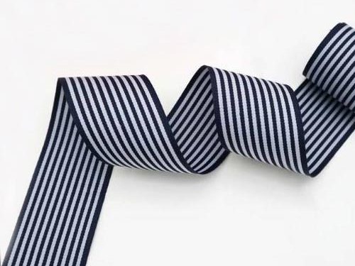 Navy and white striped gross grain ribbon